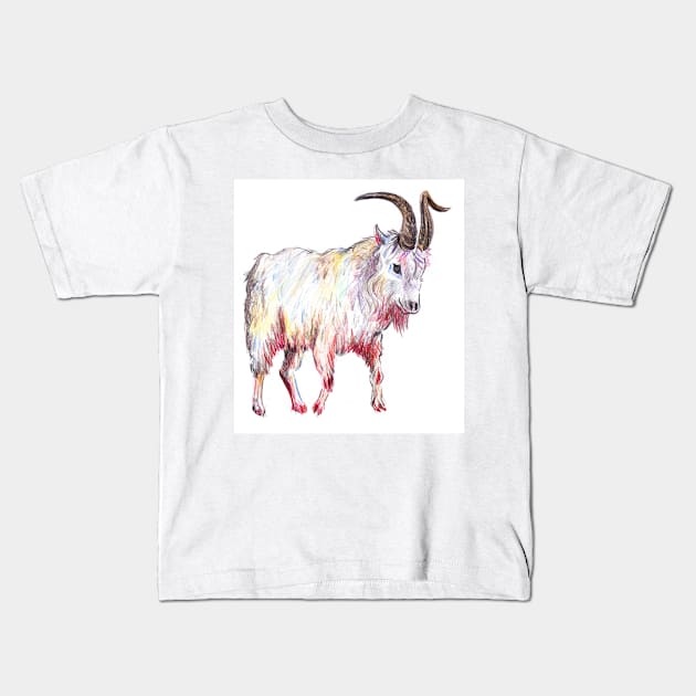 Mountain Goat drawing Kids T-Shirt by sadnettles